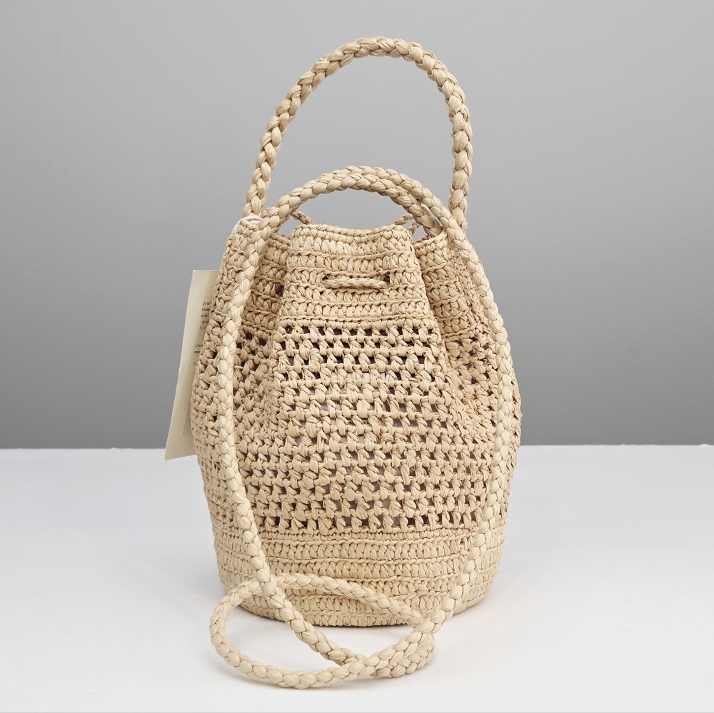 NWT SEZANE CAPUCINE MINI BAG - NATURAL RAFFIA - Picture 8 of 9